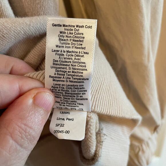 Nation LTD Matty Sweatshirt with Poplin Sleeves size Large. Almond Milk color - Picture 8 of 14